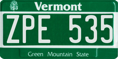 VT license plate ZPE535
