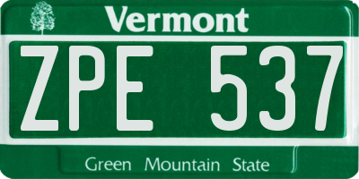 VT license plate ZPE537