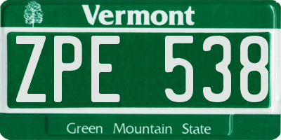 VT license plate ZPE538