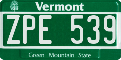 VT license plate ZPE539