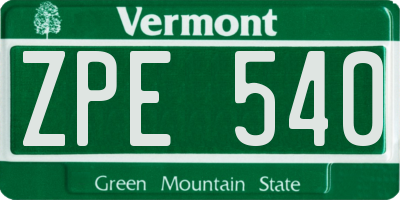 VT license plate ZPE540