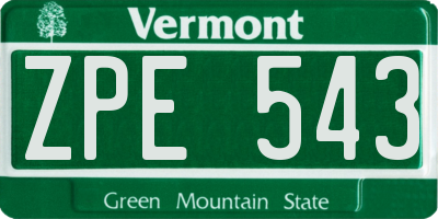 VT license plate ZPE543
