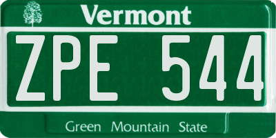 VT license plate ZPE544
