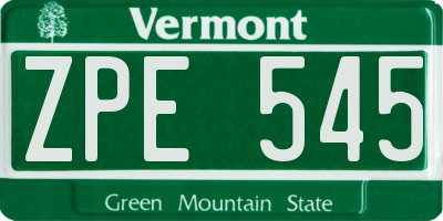 VT license plate ZPE545