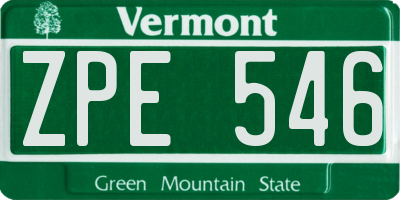 VT license plate ZPE546