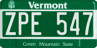 VT license plate ZPE547