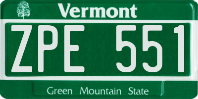 VT license plate ZPE551