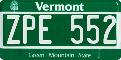 VT license plate ZPE552