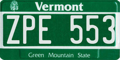 VT license plate ZPE553
