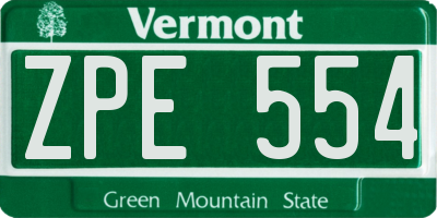 VT license plate ZPE554