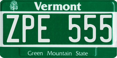 VT license plate ZPE555