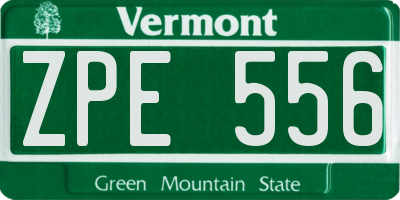VT license plate ZPE556