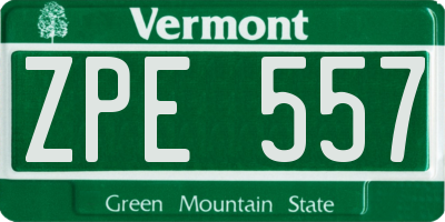 VT license plate ZPE557