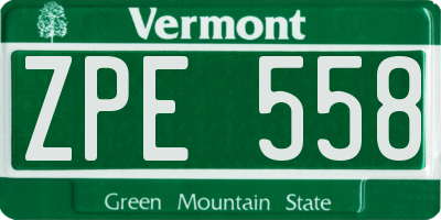 VT license plate ZPE558