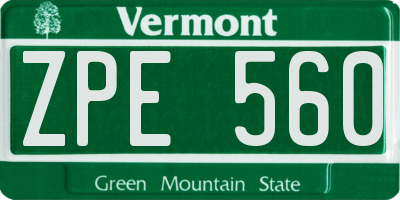 VT license plate ZPE560