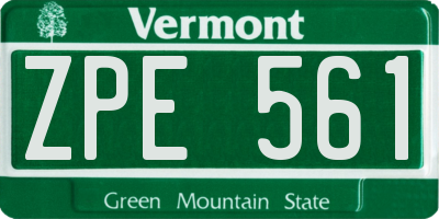 VT license plate ZPE561