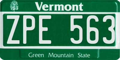 VT license plate ZPE563