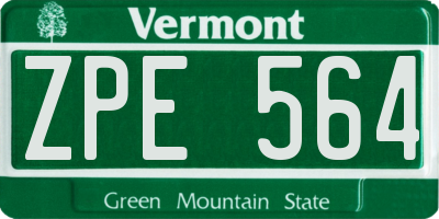 VT license plate ZPE564