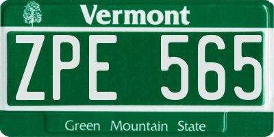 VT license plate ZPE565