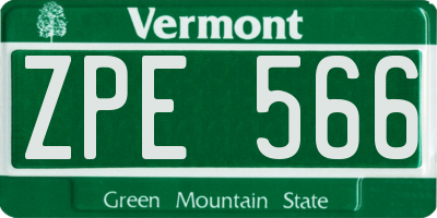 VT license plate ZPE566