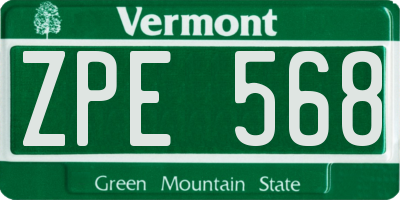 VT license plate ZPE568
