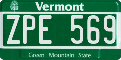 VT license plate ZPE569