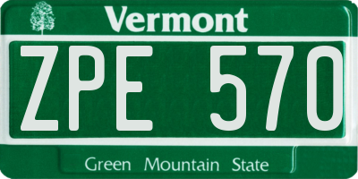 VT license plate ZPE570