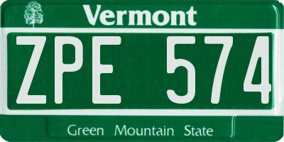 VT license plate ZPE574
