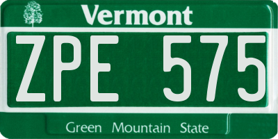 VT license plate ZPE575