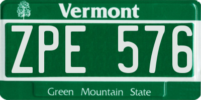 VT license plate ZPE576