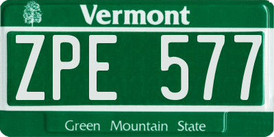 VT license plate ZPE577