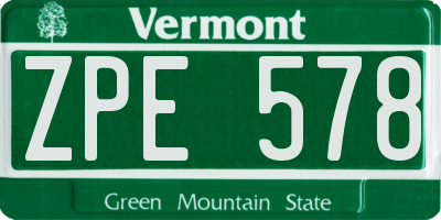 VT license plate ZPE578