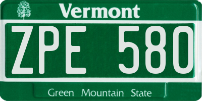 VT license plate ZPE580