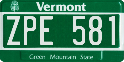 VT license plate ZPE581
