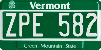 VT license plate ZPE582