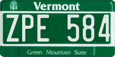 VT license plate ZPE584