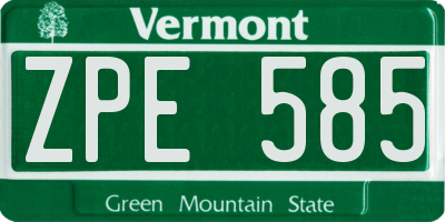 VT license plate ZPE585