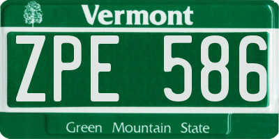 VT license plate ZPE586