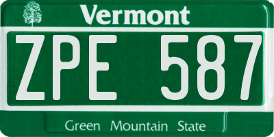 VT license plate ZPE587
