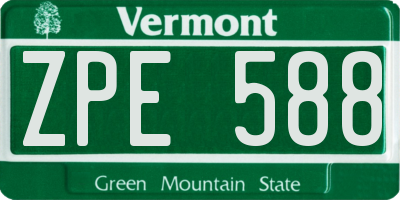 VT license plate ZPE588