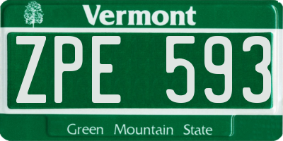 VT license plate ZPE593