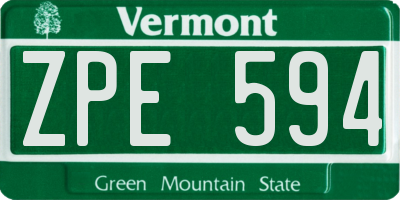 VT license plate ZPE594