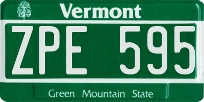 VT license plate ZPE595