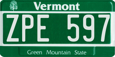 VT license plate ZPE597