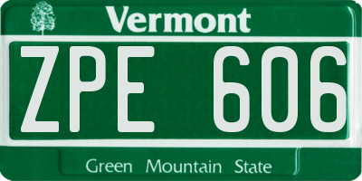 VT license plate ZPE606