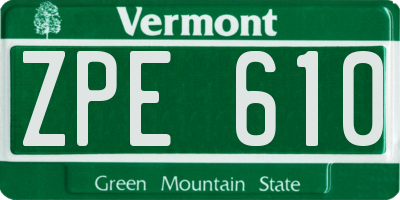 VT license plate ZPE610