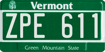 VT license plate ZPE611