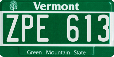 VT license plate ZPE613