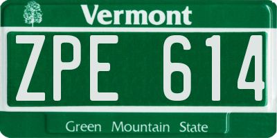 VT license plate ZPE614