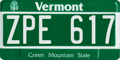 VT license plate ZPE617